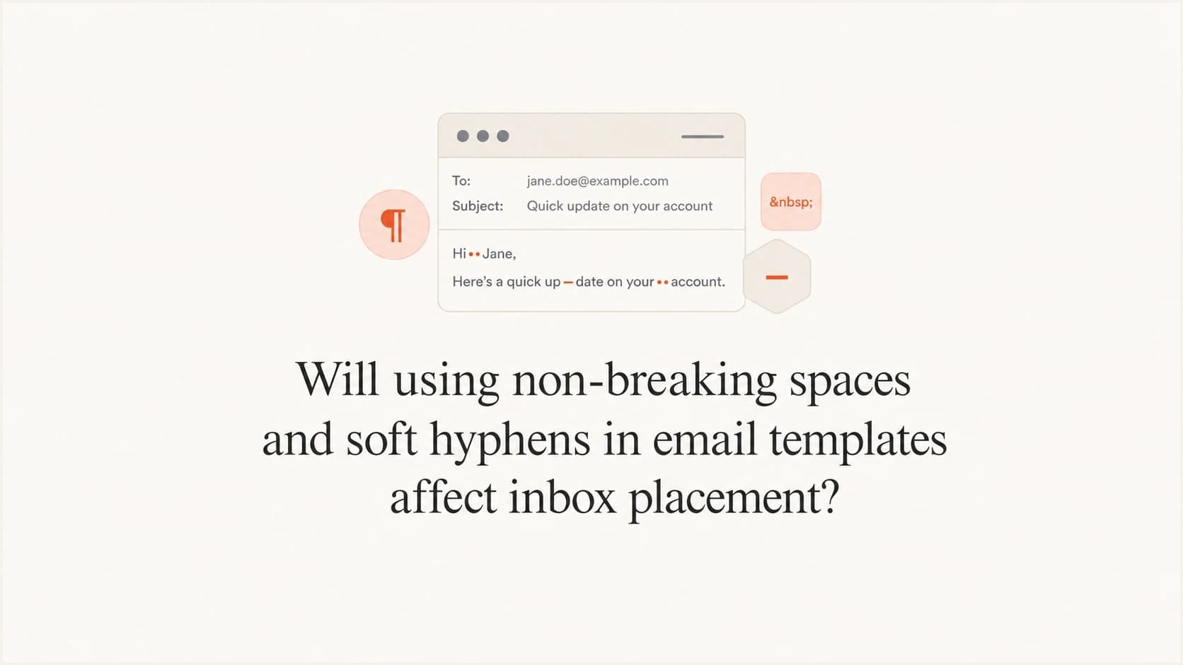 Email inbox preview with non-breaking spaces and soft hyphens used for preheader padding.
