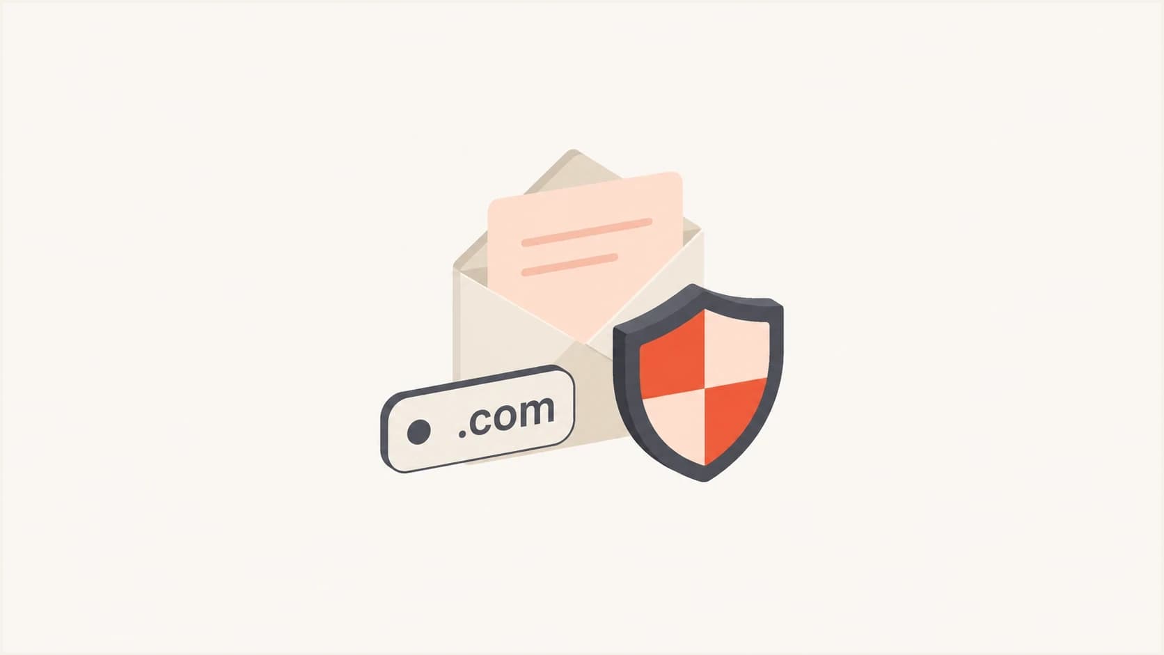 Envelope, domain tag, and shield arranged as a reporting workflow.