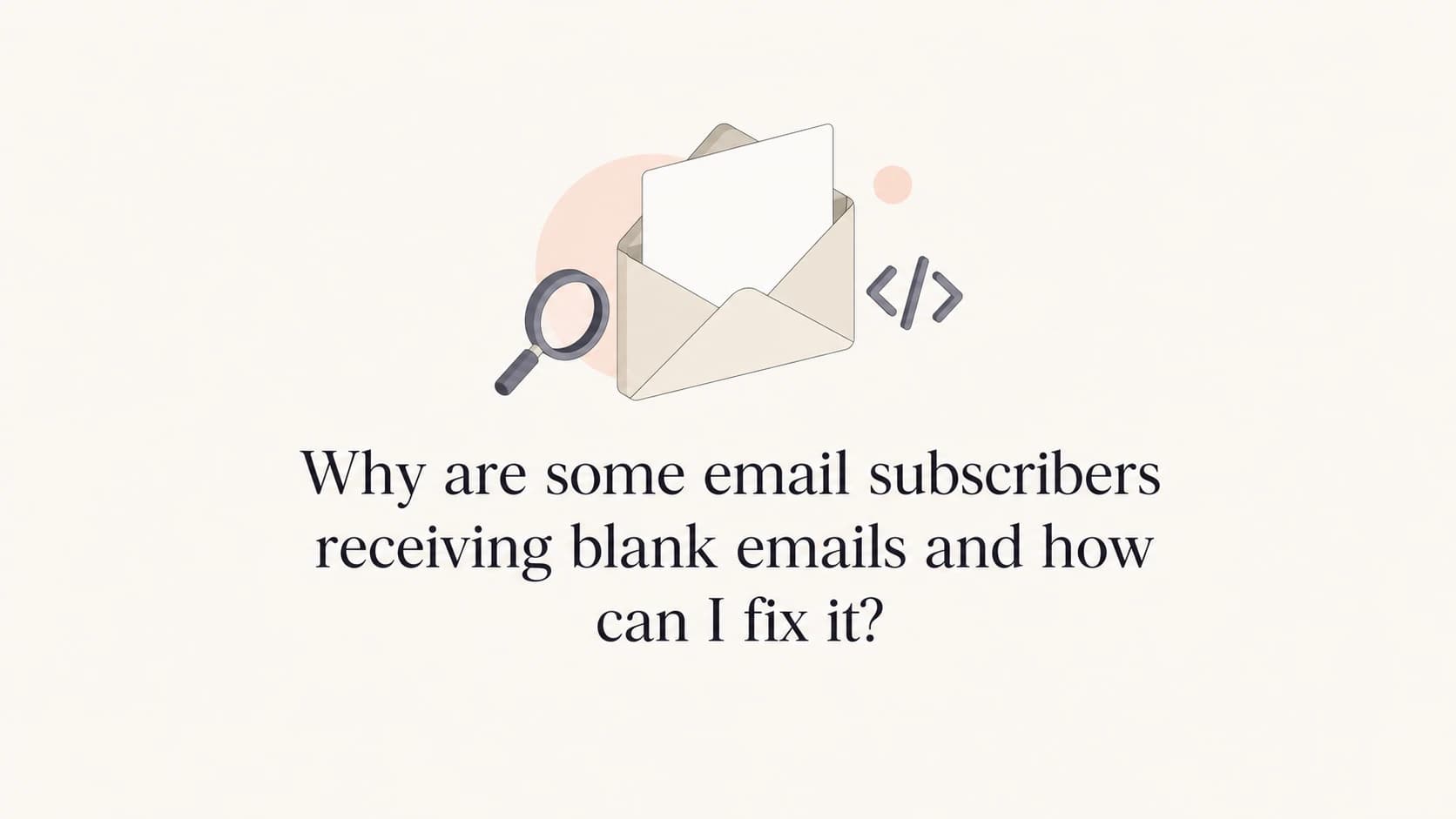 An empty email message with code brackets and a magnifying glass.
